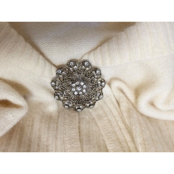 New Pursuits ltd. LambsWool Angora Blend Ivory Fuzzy Knit Sweater Womens 8 P C2 - Picture 6 of 10